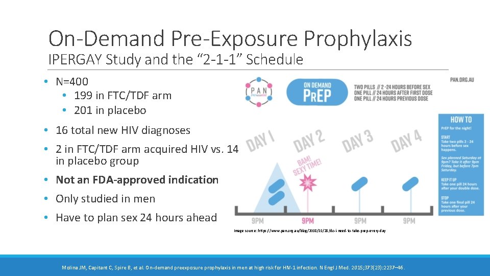 On-Demand Pre-Exposure Prophylaxis IPERGAY Study and the “ 2 -1 -1” Schedule • N=400 On-Demand Pre-Exposure Prophylaxis IPERGAY Study and the “ 2 -1 -1” Schedule • N=400