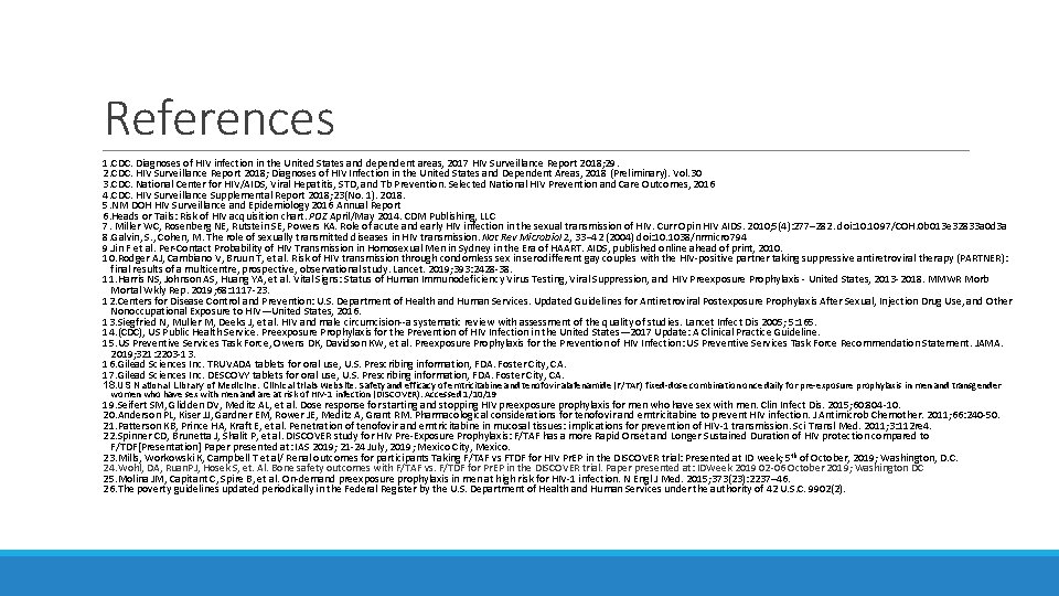References 1. CDC. Diagnoses of HIV infection in the United States and dependent areas, References 1. CDC. Diagnoses of HIV infection in the United States and dependent areas,