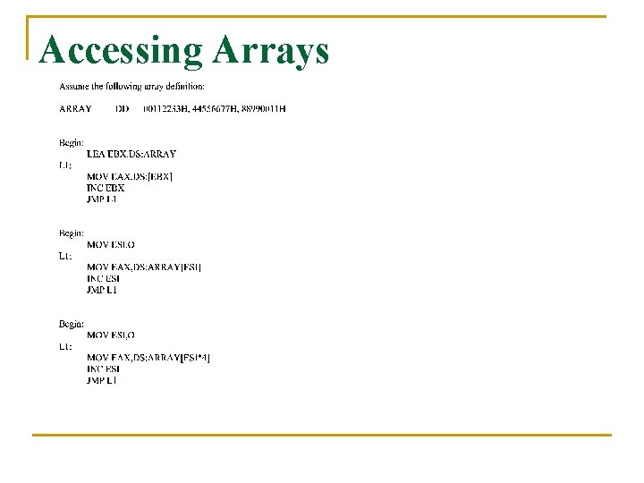 Accessing Arrays 