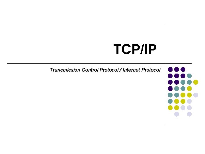 TCP/IP Transmission Control Protocol / Internet Protocol 