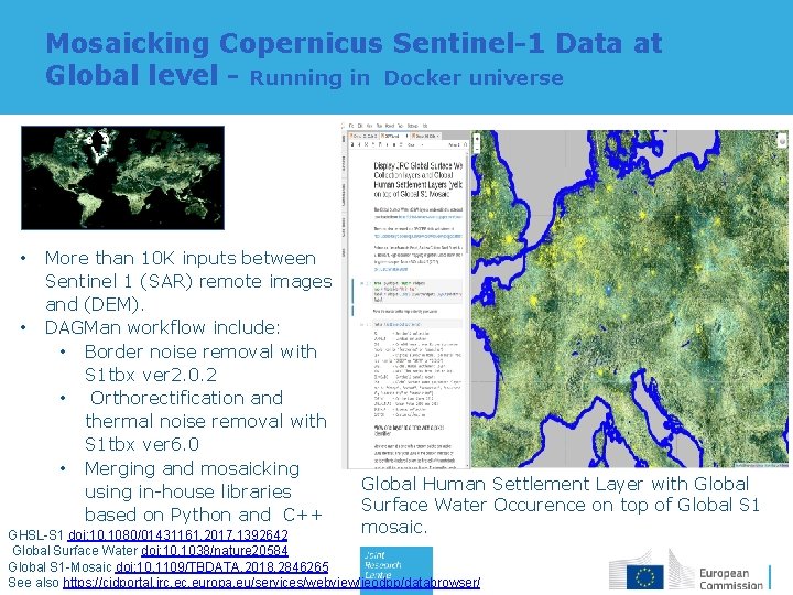 Mosaicking Copernicus Sentinel-1 Data at Global level - Running in Docker universe • •