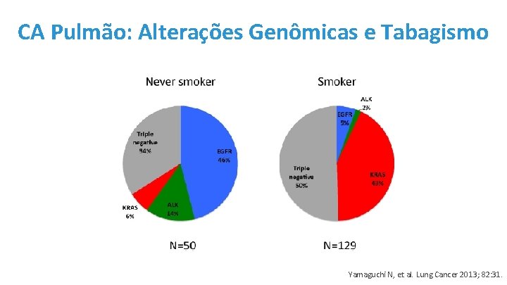 CA Pulmão: Alterações Genômicas e Tabagismo Yamaguchi N, et al. Lung Cancer 2013; 82: