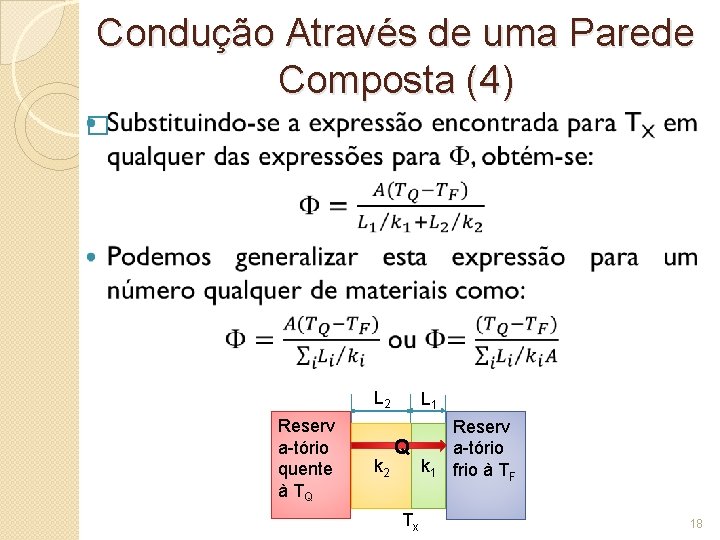 Condução Através de uma Parede Composta (4) � L 2 Reserv a-tório quente à