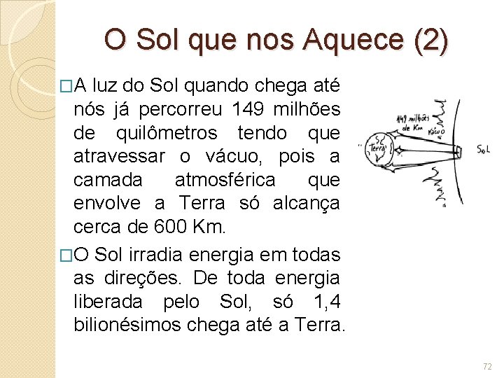 O Sol que nos Aquece (2) �A luz do Sol quando chega até nós