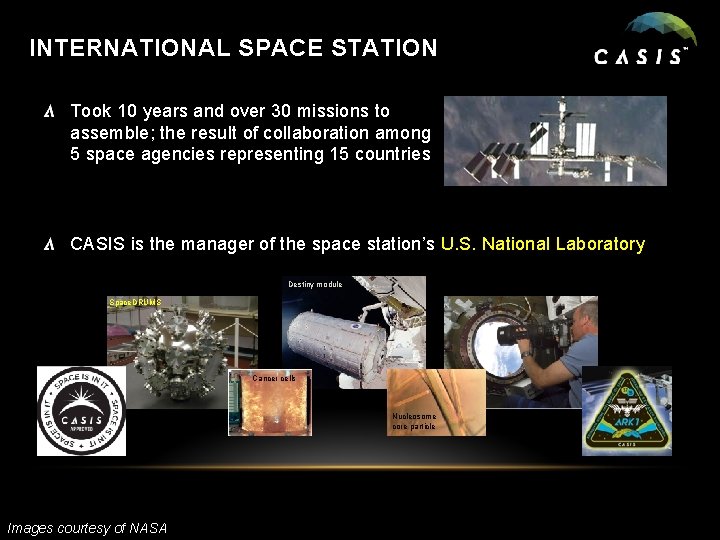 INTERNATIONAL SPACE STATION Took 10 years and over 30 missions to assemble; the result