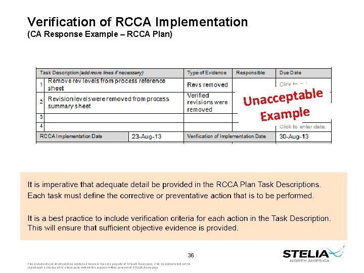 Verification of RCCA Implementation (CA Response Example – RCCA Plan) le b a t