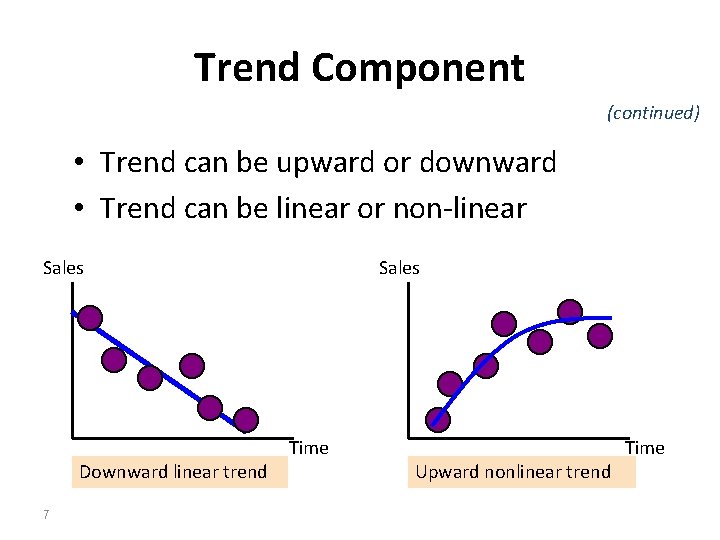 Trend Component (continued) • Trend can be upward or downward • Trend can be