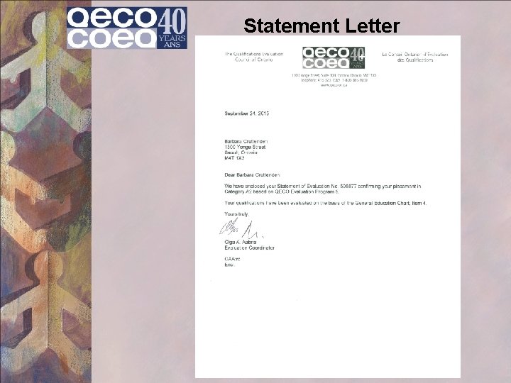 Statement Letter 