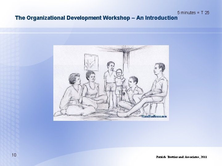 5 minutes = T 25 The Organizational Development Workshop – An Introduction 10 Patrick