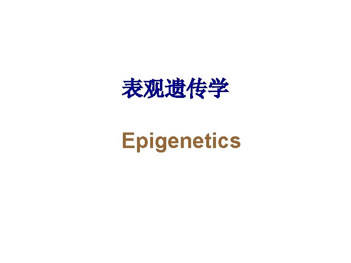 表观遗传学 Epigenetics 