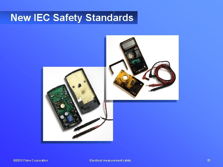 New IEC Safety Standards © 2003 Fluke Corporation Electrical measurement safety 15 