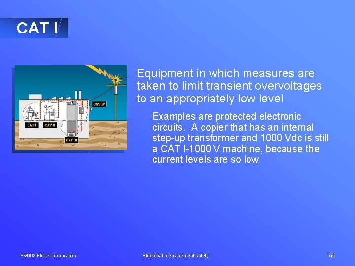 CAT I Equipment in which measures are taken to limit transient overvoltages to an