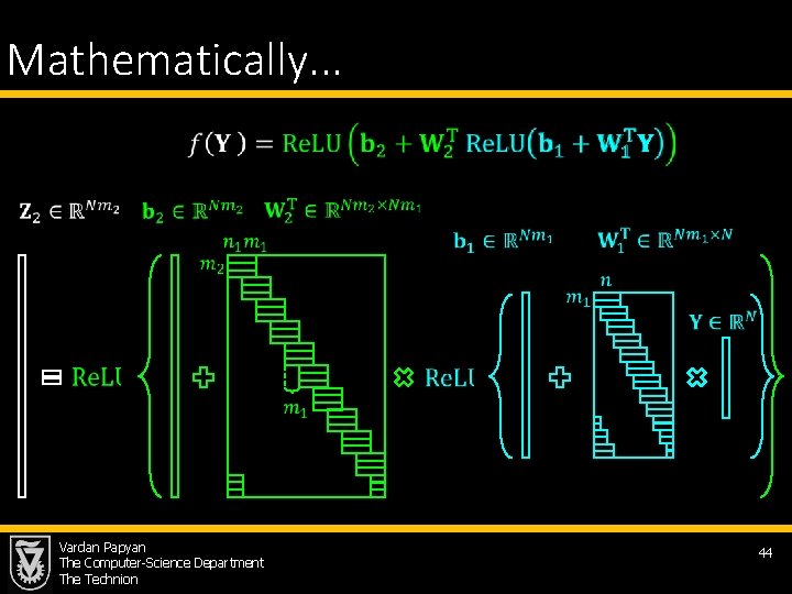 Mathematically. . . Vardan Papyan The Computer-Science Department The Technion 44 