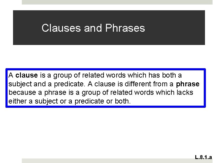 Clauses and Phrases A clause is a group of related words which has both