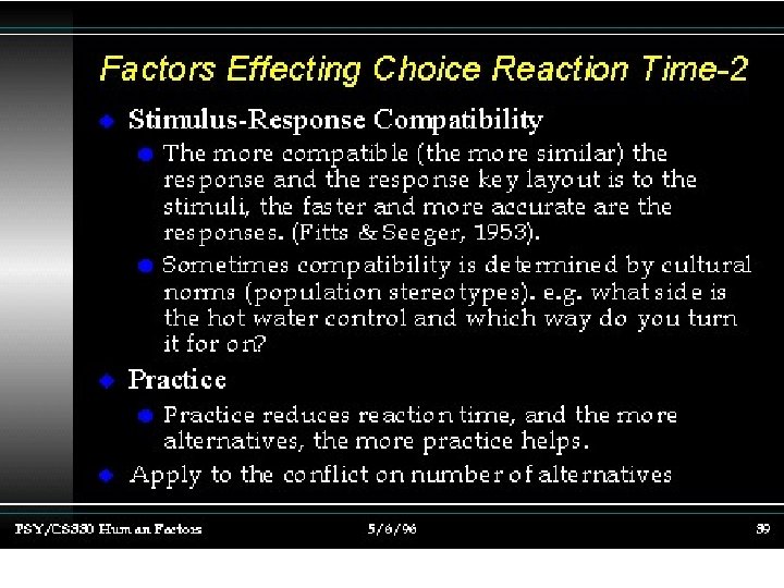 Factors Effecting Reaction Time 