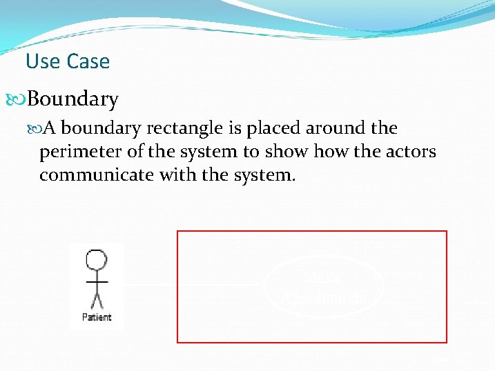 Use Case Boundary A boundary rectangle is placed around the perimeter of the system