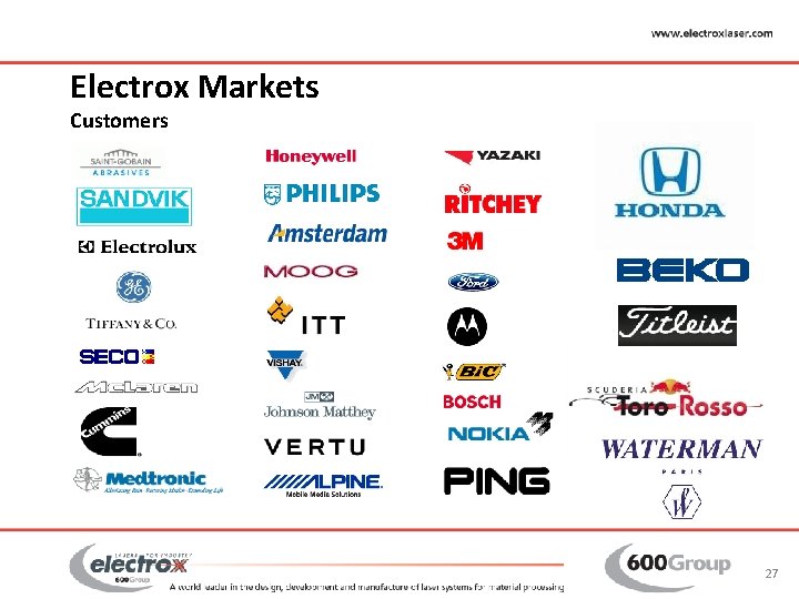 Electrox Markets Customers 27 