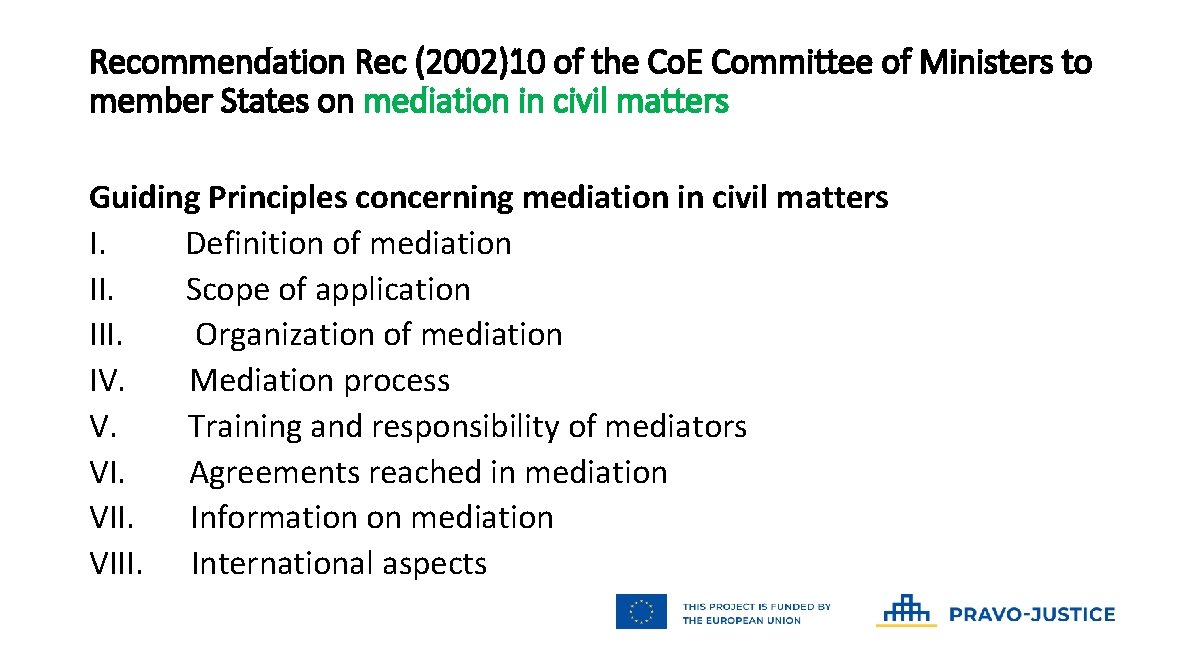 Recommendation Rec (2002)10 of the Co. E Committee of Ministers to member States on Recommendation Rec (2002)10 of the Co. E Committee of Ministers to member States on