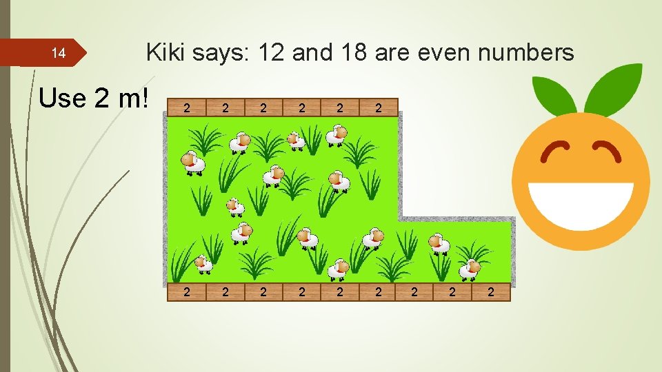 14 Kiki says: 12 and 18 are even numbers Use 2 m! 2 2