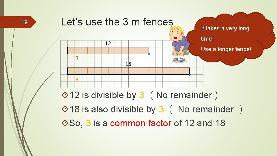 19 Let’s use the 3 m fences It takes a very long time! Use