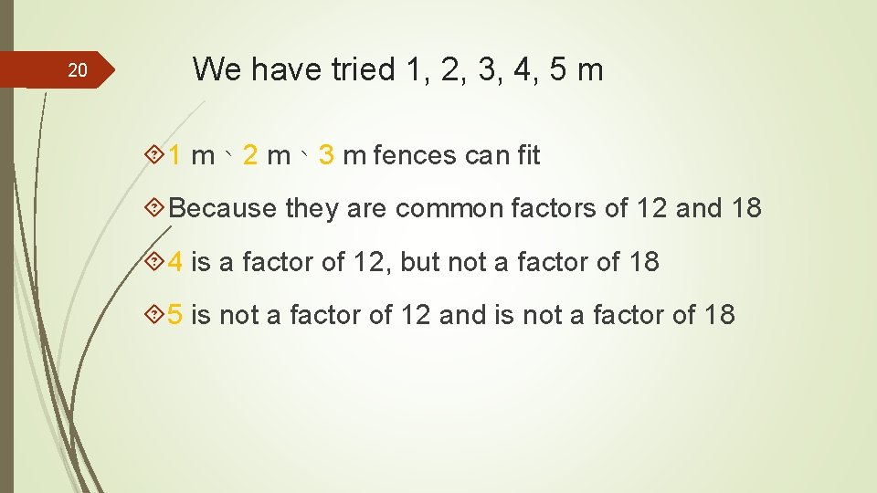 20 We have tried 1, 2, 3, 4, 5 m 1 m、2 m、3 m