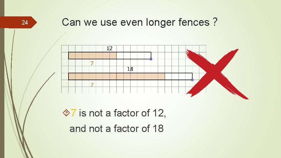 24 Can we use even longer fences？ 7 is not a factor of 12,