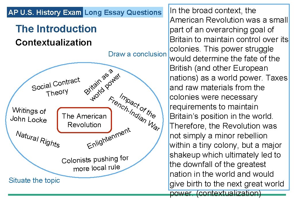 In the broad context, the American Revolution was a small The Introduction part of