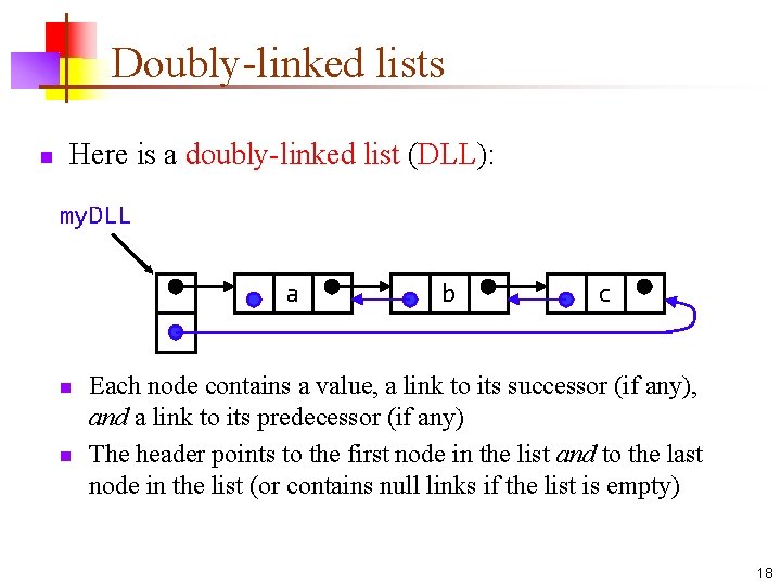 Doubly-linked lists n Here is a doubly-linked list (DLL): my. DLL a n n
