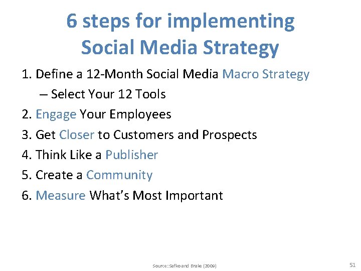 6 steps for implementing Social Media Strategy 1. Define a 12 -Month Social Media