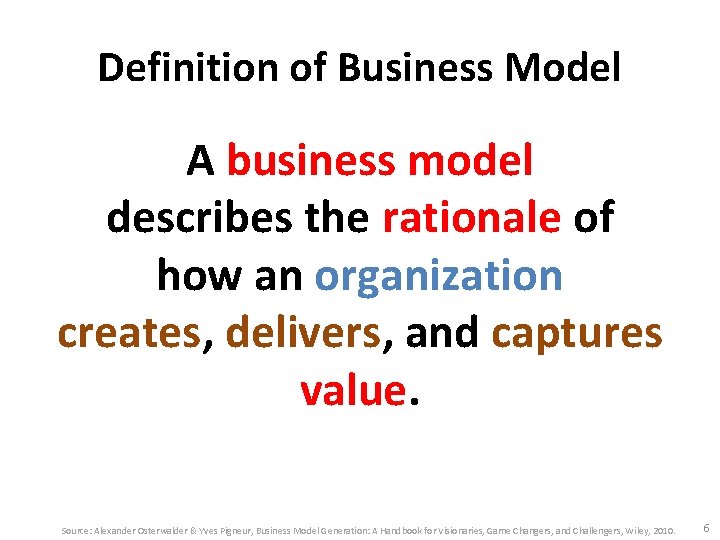 Definition of Business Model A business model describes the rationale of how an organization