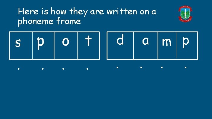 Here is how they are written on a phoneme frame s p o t Here is how they are written on a phoneme frame s p o t
