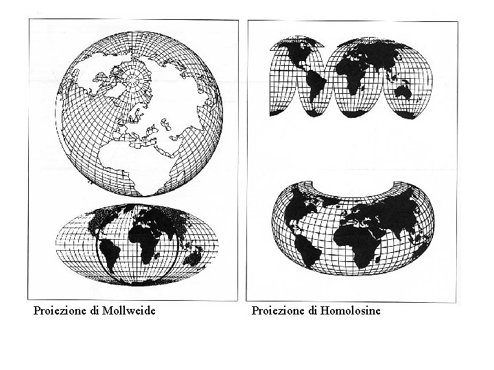 Proiezioni 2 Proiezione di Mollweide Proiezione di Homolosine 