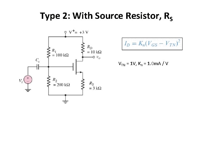 Type 2: With Source Resistor, RS VTN = 1 V, Kn = 1. 0