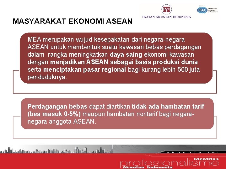 MASYARAKAT EKONOMI ASEAN MEA merupakan wujud kesepakatan dari negara-negara ASEAN untuk membentuk suatu kawasan