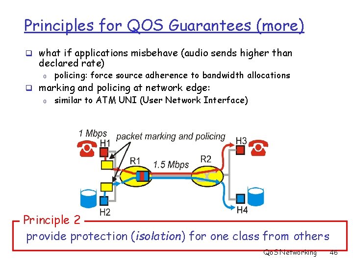 Principles for QOS Guarantees (more) q what if applications misbehave (audio sends higher than