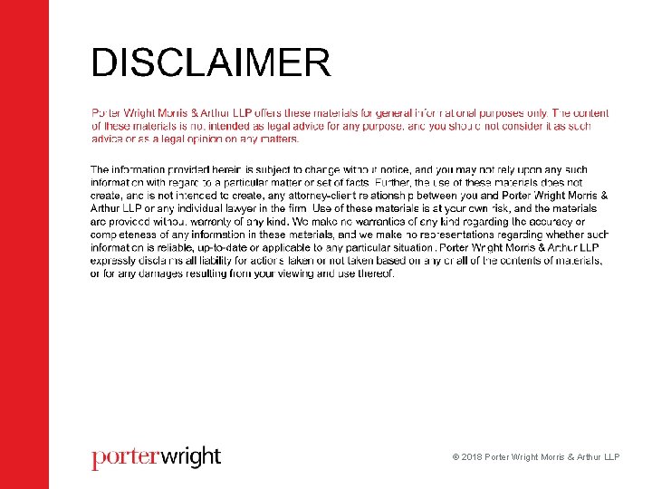  2018 Porter Wright Morris & Arthur LLP 