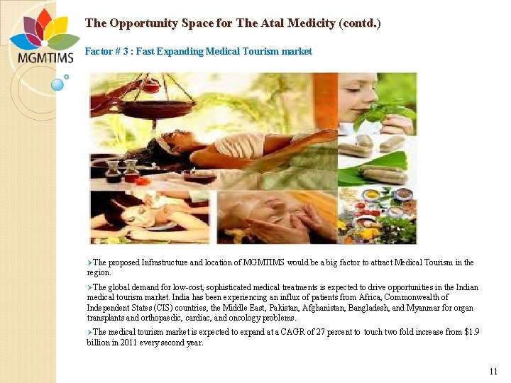 The Opportunity Space for The Atal Medicity (contd. ) Factor # 3 : Fast
