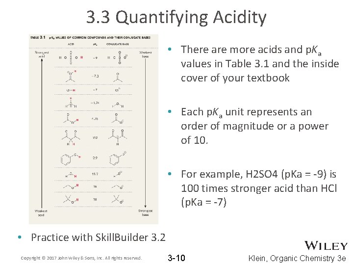 3. 3 Quantifying Acidity • There are more acids and p. Ka values in