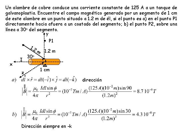 Un alambre de cobre conduce una corriente constante de 125 A a un tanque