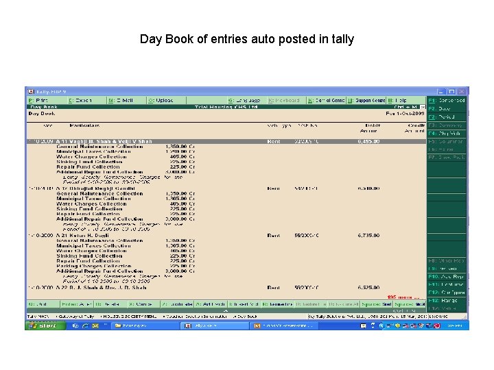 Day Book of entries auto posted in tally 