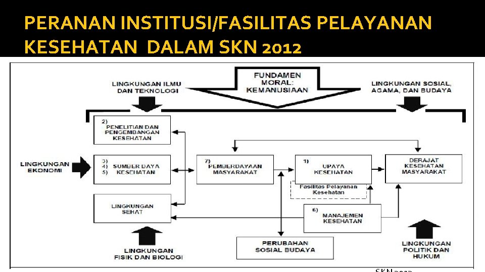 PERANAN INSTITUSI/FASILITAS PELAYANAN KESEHATAN DALAM SKN 2012 