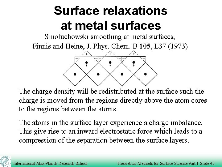 Surface relaxations at metal surfaces Smoluchowski smoothing at metal surfaces, Finnis and Heine, J.