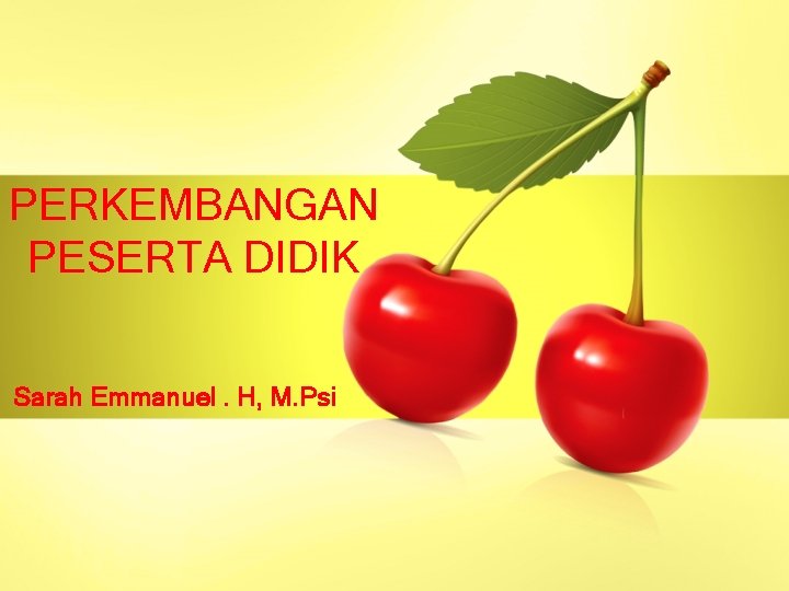 PERKEMBANGAN PESERTA DIDIK Sarah Emmanuel. H, M. Psi 