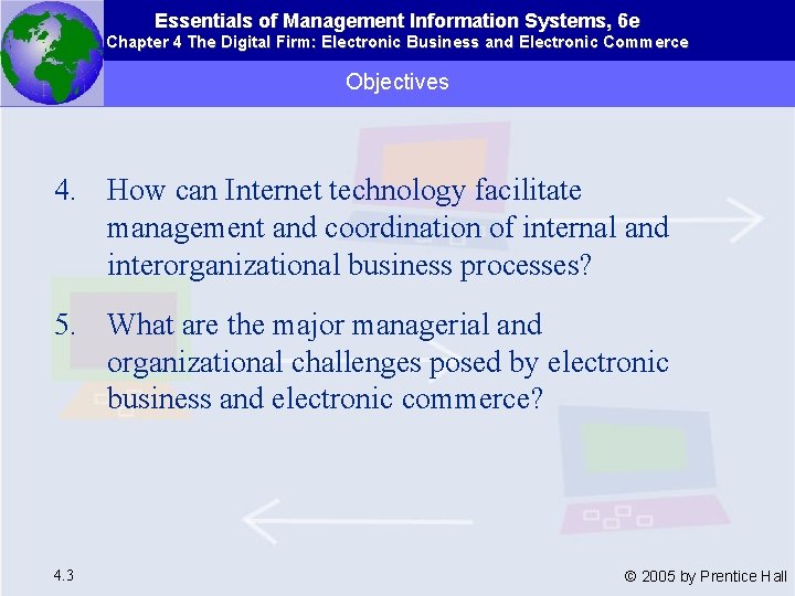 Essentials of Management Information Systems, 6 e Chapter 4 The Digital Firm: Electronic Business