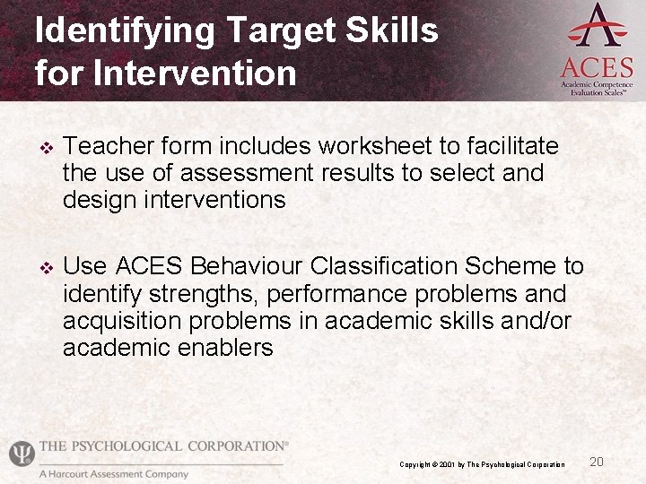 Identifying Target Skills for Intervention v Teacher form includes worksheet to facilitate the use