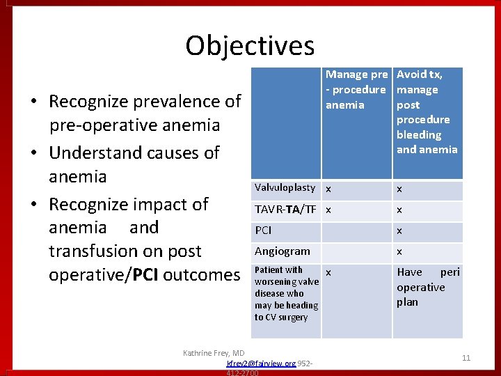Objectives • Recognize prevalence of pre-operative anemia • Understand causes of anemia • Recognize Objectives • Recognize prevalence of pre-operative anemia • Understand causes of anemia • Recognize