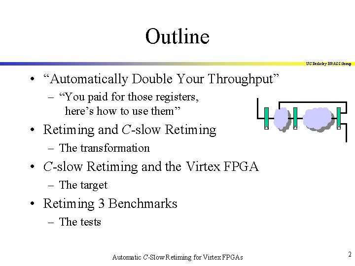 Outline UC Berkeley BRASS Group • “Automatically Double Your Throughput” – “You paid for