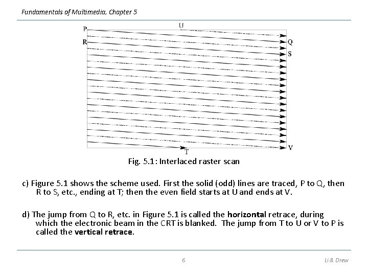 Fundamentals of Multimedia, Chapter 5 Fig. 5. 1: Interlaced raster scan c) Figure 5.