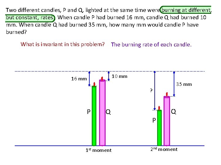 Two different candles, P and Q, lighted at the same time were burning at