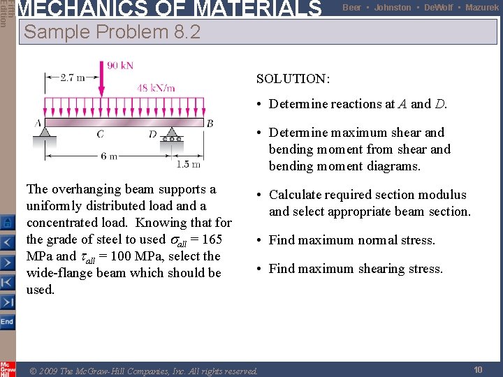 Fifth Edition MECHANICS OF MATERIALS Beer • Johnston • De. Wolf • Mazurek Sample Fifth Edition MECHANICS OF MATERIALS Beer • Johnston • De. Wolf • Mazurek Sample